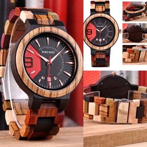 💫- COLORFUL WOODEN UNISEX MEN WOMAN UNIQUE WATCH *NWT